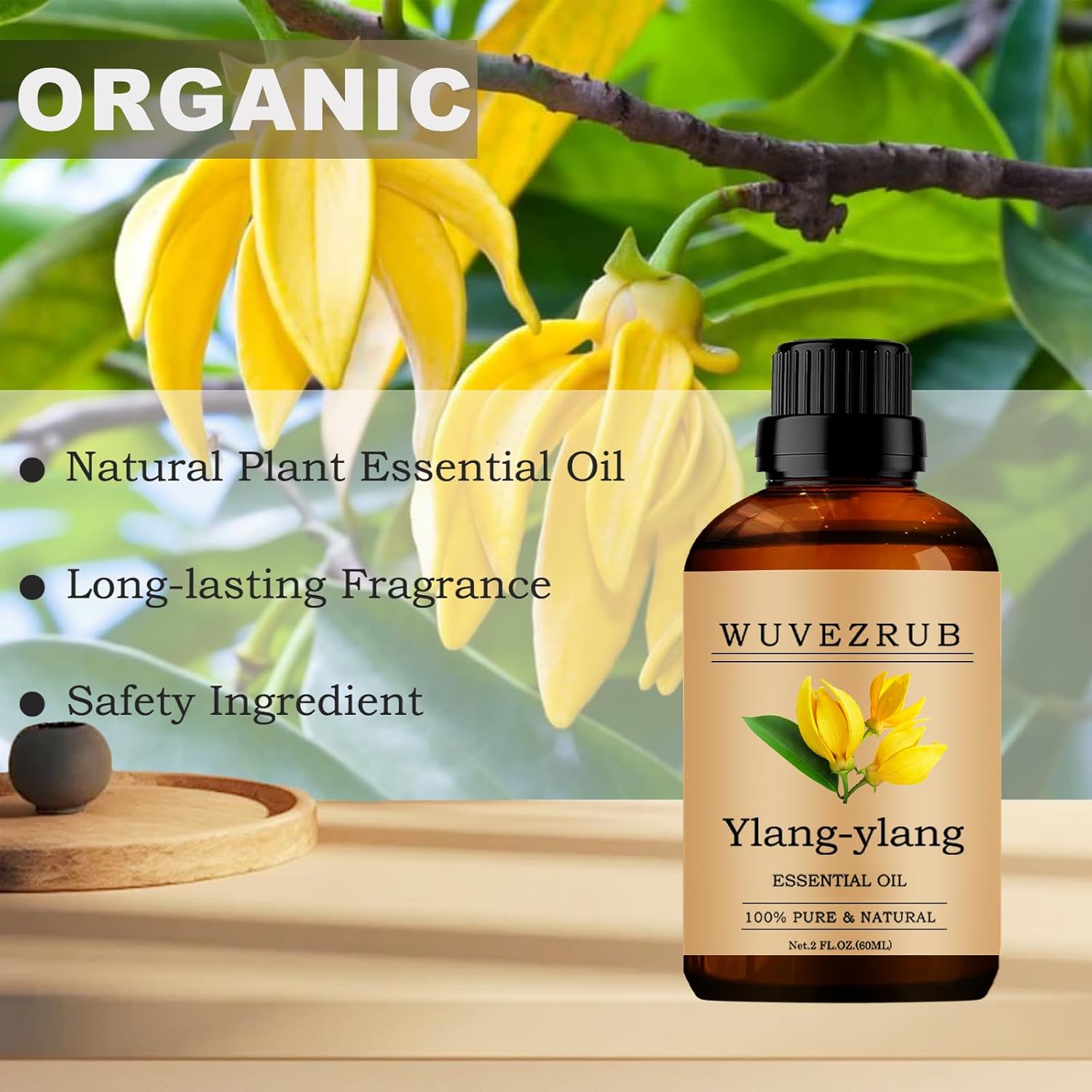 Ylang-Ylang Essential Oils 60ML, 100% Pure and Natural Essential Oil for Aromatherapy Diffuser - 2 Fl Oz/Ylang-Ylang