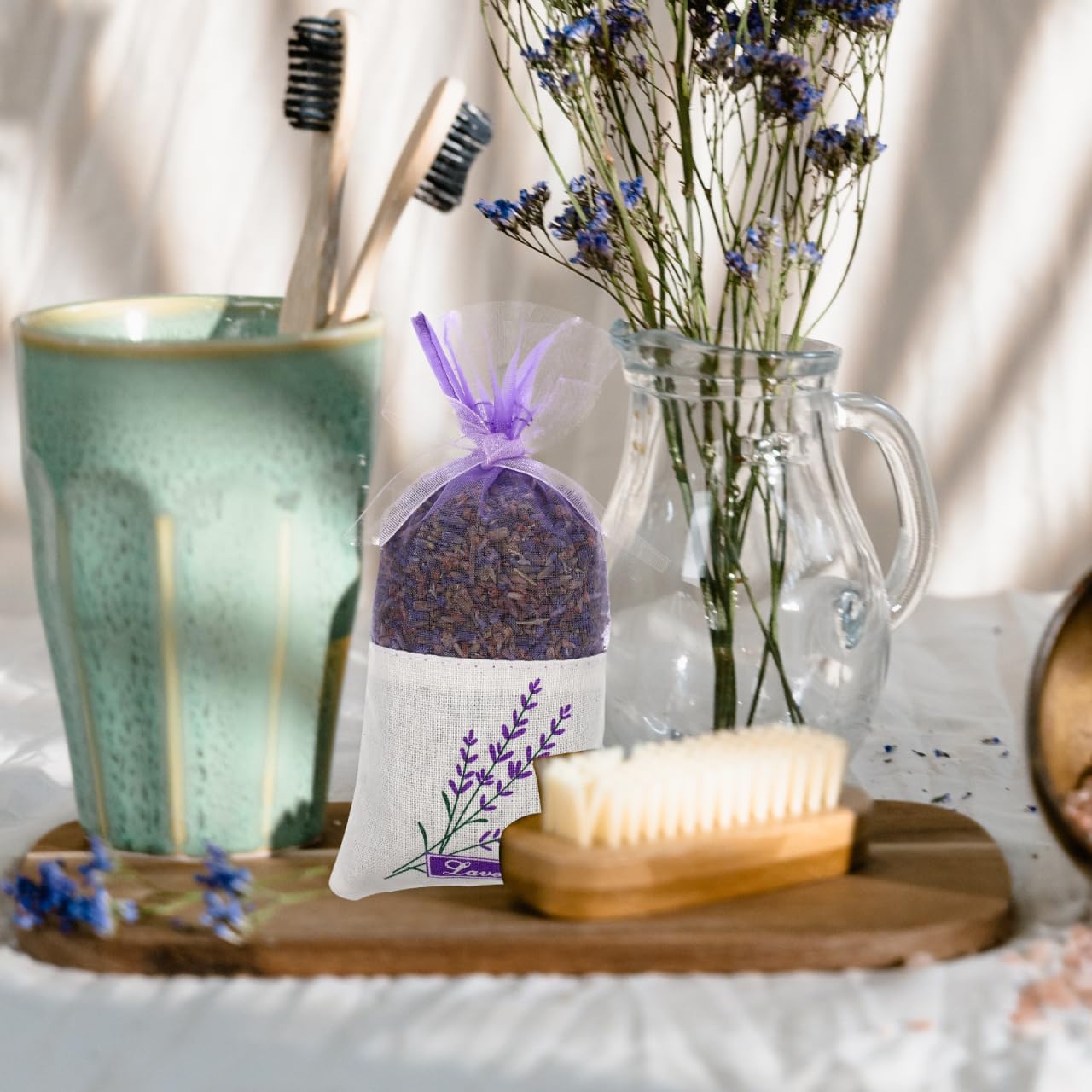 Lavender Sachet Bags: 30Pcs Empty Sachets Bag, Flower Printing Fragrance Gauze Pouches for Buds Lagerung