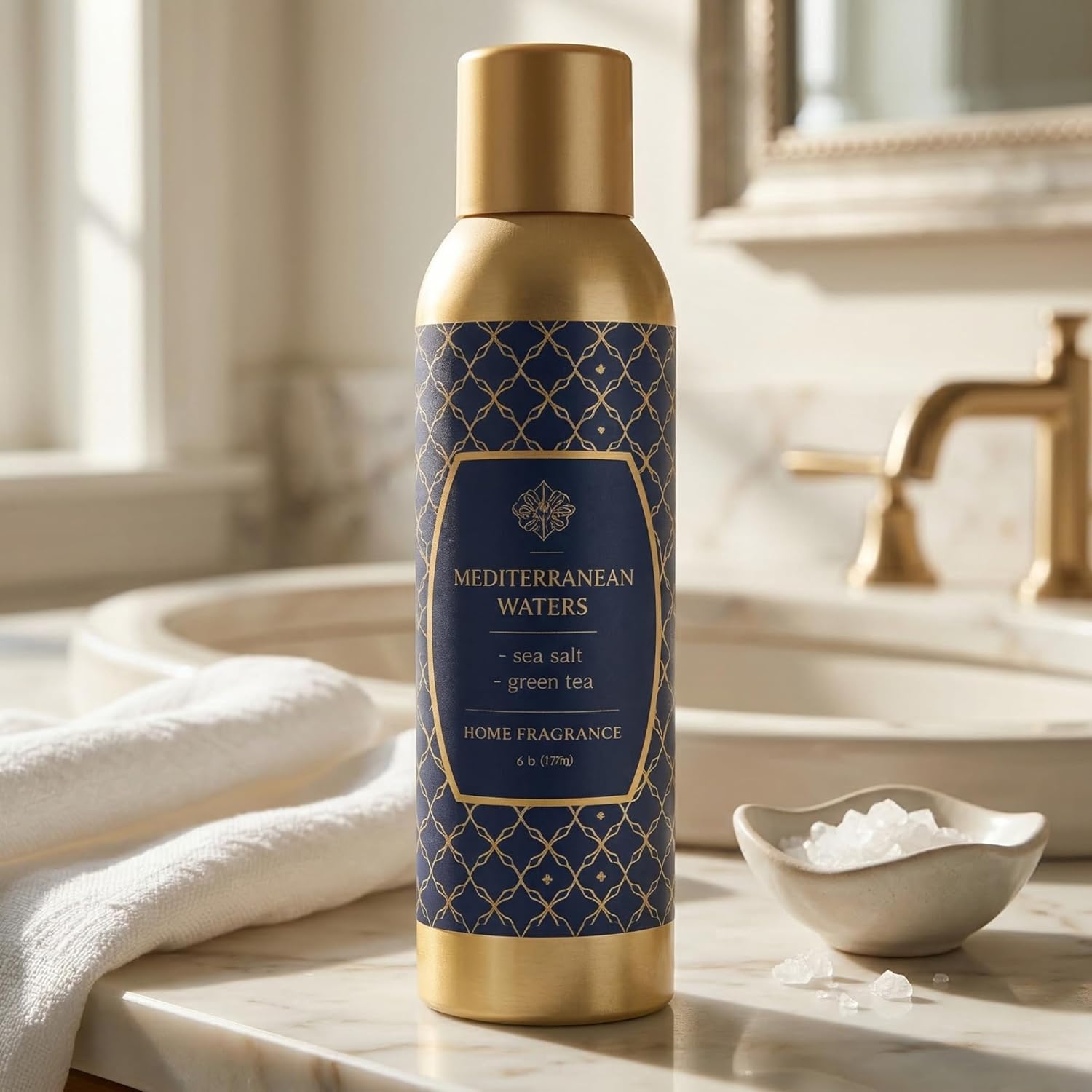 Room Fragrance Air Freshener Spray Concentrated Bathroom, Kitchen, Car, or Office Deodorizer, U.S.- Made by AP Fragrance (Mediterranean Water)