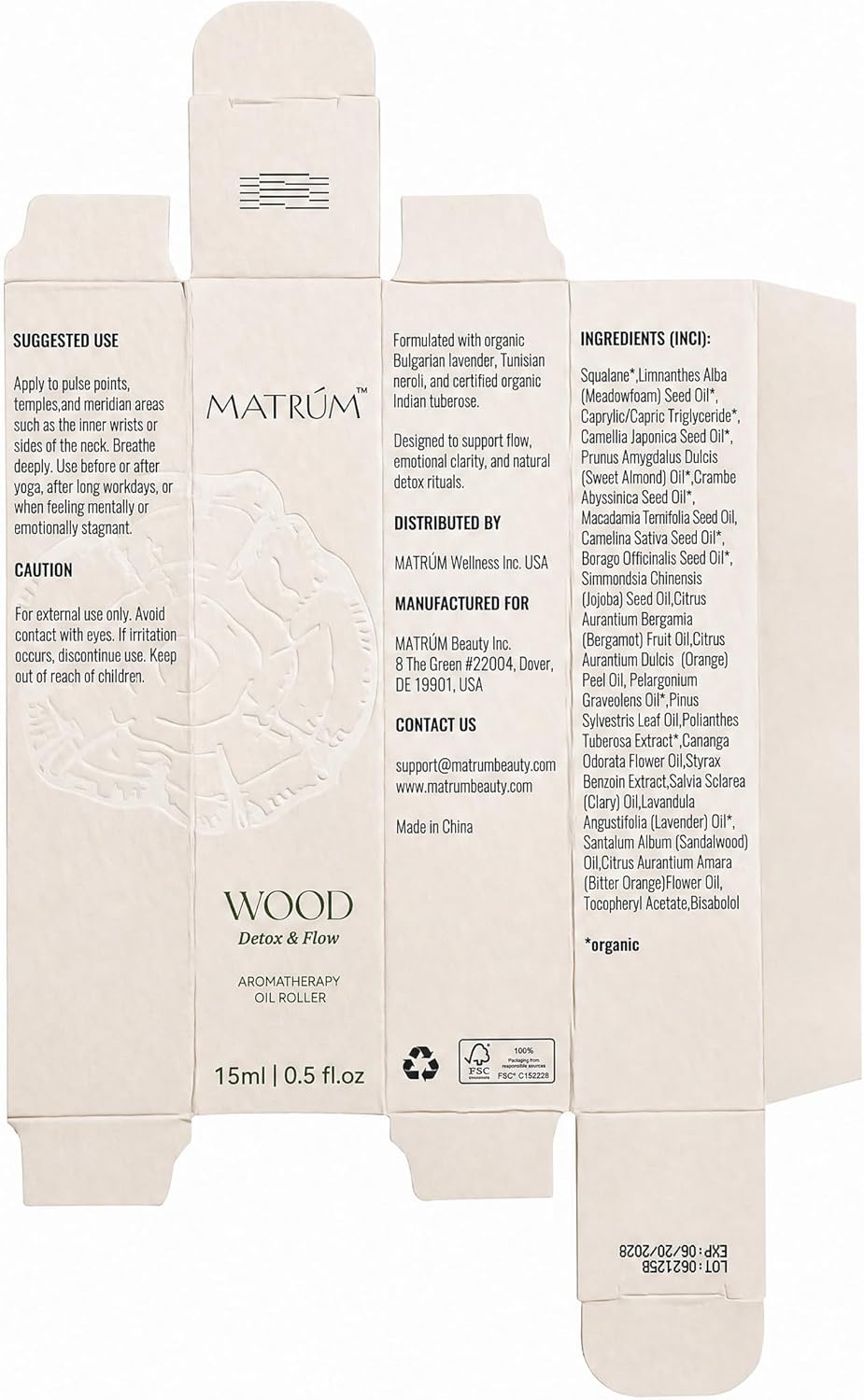 Stress Relief Essential Oil Roll-On, Woody Aromatherapy Roller, Botanical Blend with Pine, Lavender & Sandalwood, Portable Wellness Ritual, 15ml