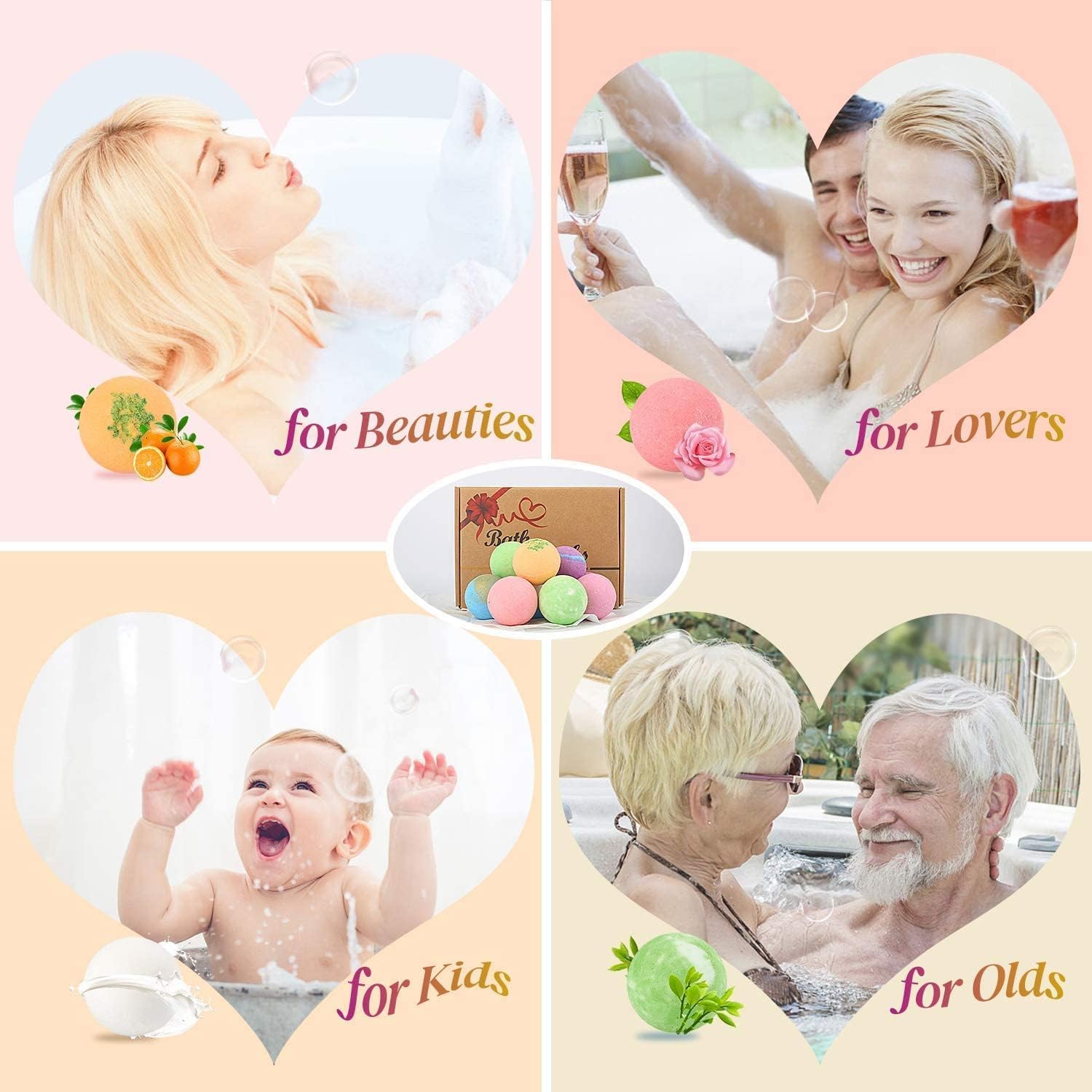 BOENFU Bath Bombs Gift Set 12 Large Natural Essential Oils Bathbombs, Dry Skin Moisturize, Perfect for Bubble Spa Bath, Handmade Birthday Gifts, idea for Her/Him, Wife, Girlfriend