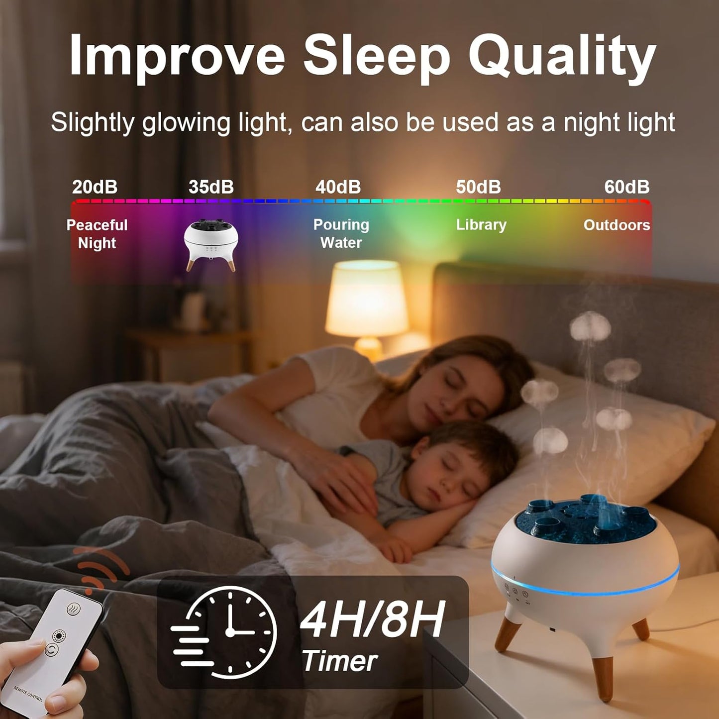 Essential Oil Diffuser 250ML,Jellyfish Diffuser Air Humidifiers Sound Pickup Ultrasonic Aromatherapy Diffuser Remote Control 7 Color Lights for Home Bedroom Office Hotel