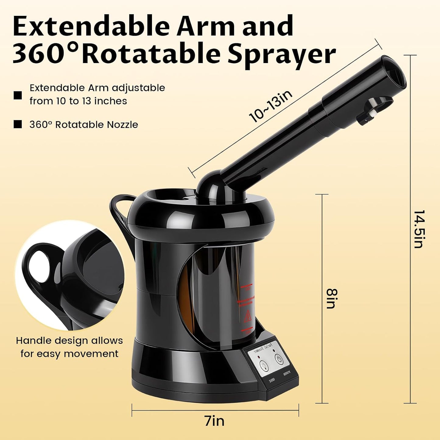 Facial Steamer Professional with More Steam for Deep Cleansing and Hydration, Face Steamer Featuring Extendable Arm, Steamer for Facial for Beauty, Spa and Home Use, Black