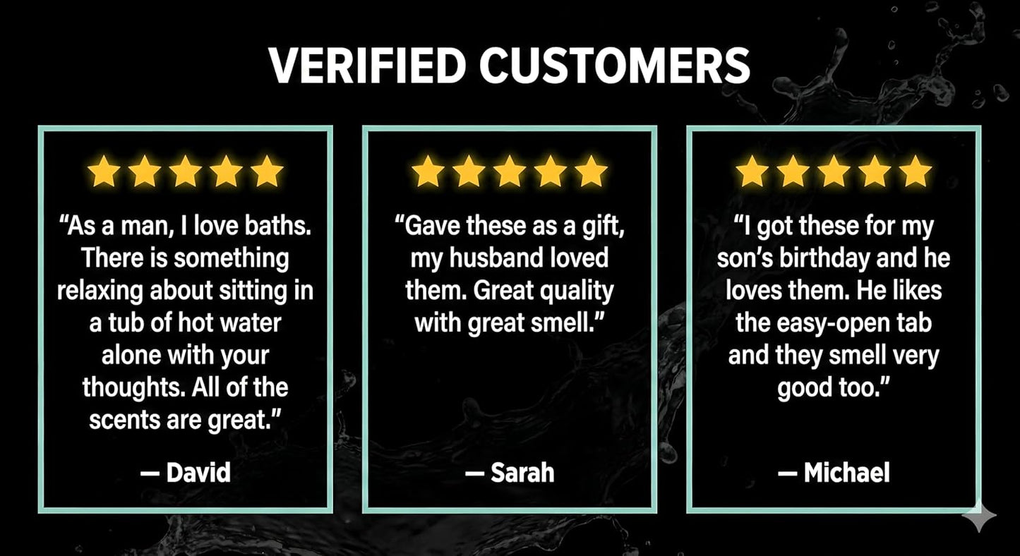 Bath Bombs for Men, Gift Set of 8 Scented Organic Handmade Bath Bombs of 2.5 oz with Natural Essential Oils for Boyfriend, Husband, Father or Friend, by ZenseMe