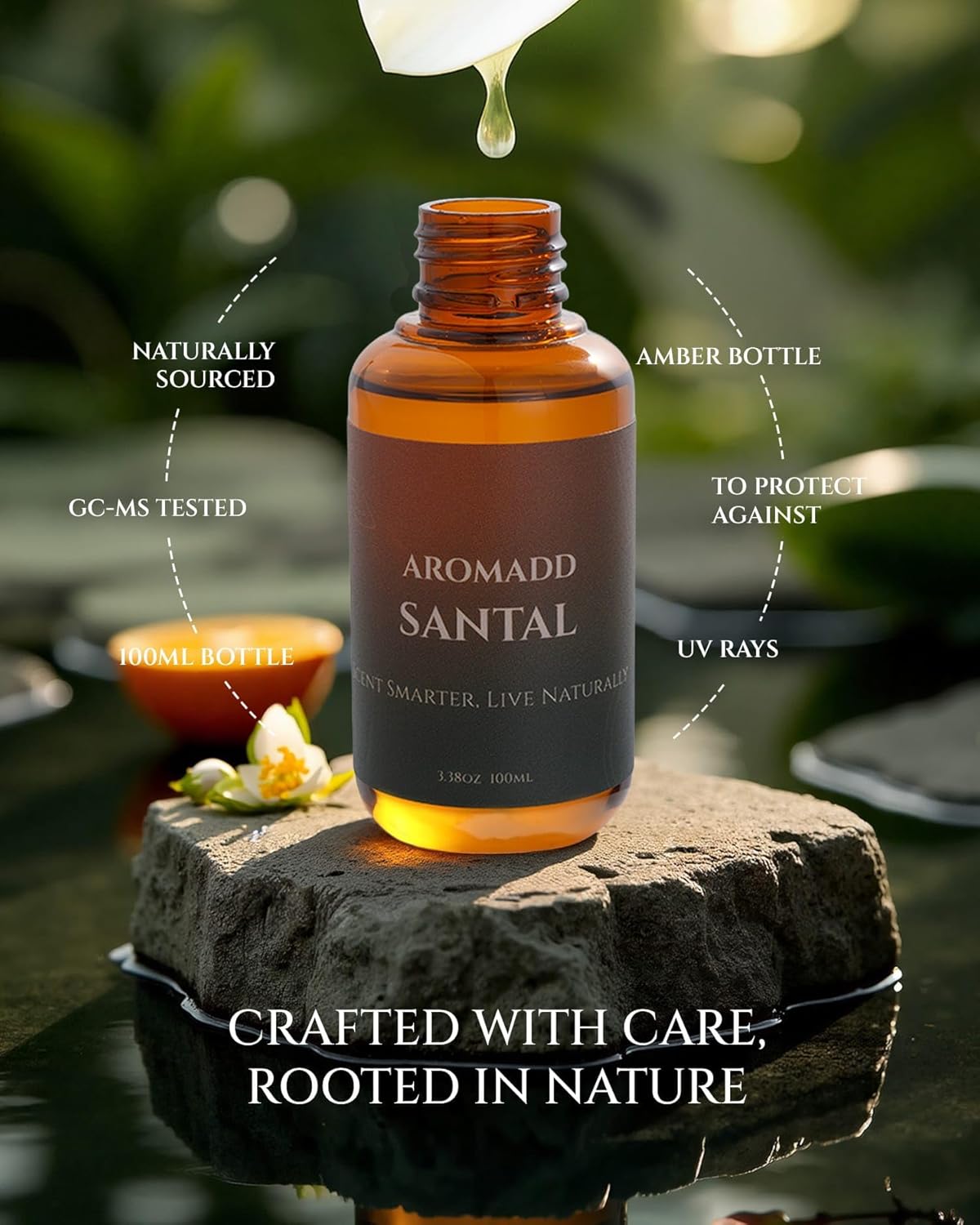 Aromadd Santal Diffuser Oil Inspired by Luxury Hotel Scent, Premium Fragrance Oils for Waterless Diffuser, Warm Sandalwood & Amber Aroma, Long-Lasting Home Fragrance - 3.38 fl oz (100 mL)