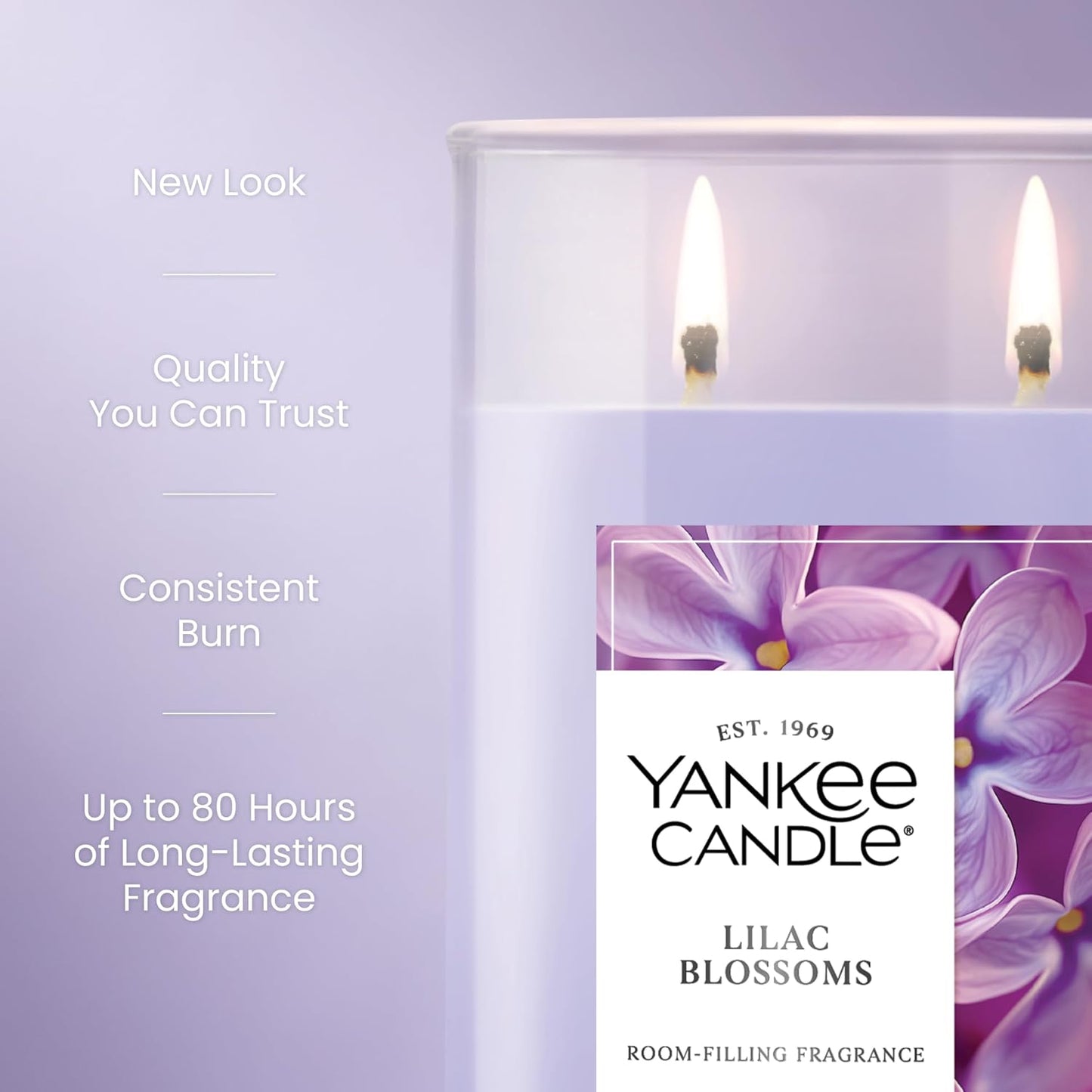 Yankee Candle Large Tumbler Scented Candle with up to 80 Hour Burn Time, Premium Plant Wax Blend for Consistent Burn, 20 oz Tumbler Candle with Room Filling Fragrance, Lilac Blossoms