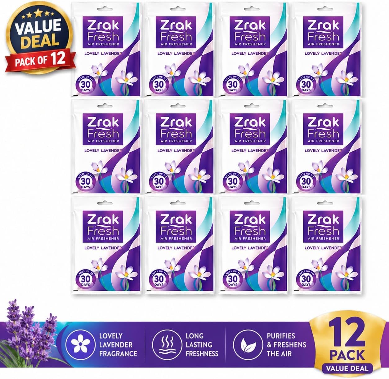 Air Freshener| Hanging Scented Sachets| for Home |Car |Shoe Cabinet | Gym Bags |Drawer | Wardrobe Closet | Fragrance scents – Lovely Lavender Scents Closet Scented Freshener 12 Packs