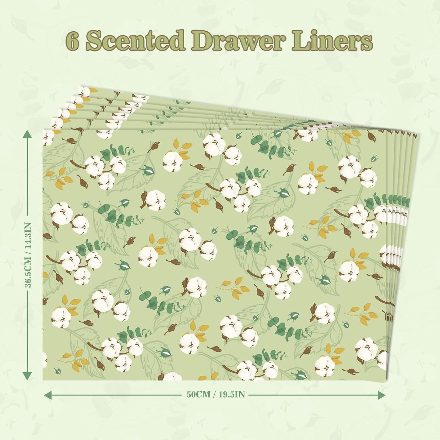 SCENTORINI Scented Drawer Liners for Dresser, 6 Sheet Clean Cotton Scent Drawer Paper Liners for Bedroom Drawer Home Closet Shelf
