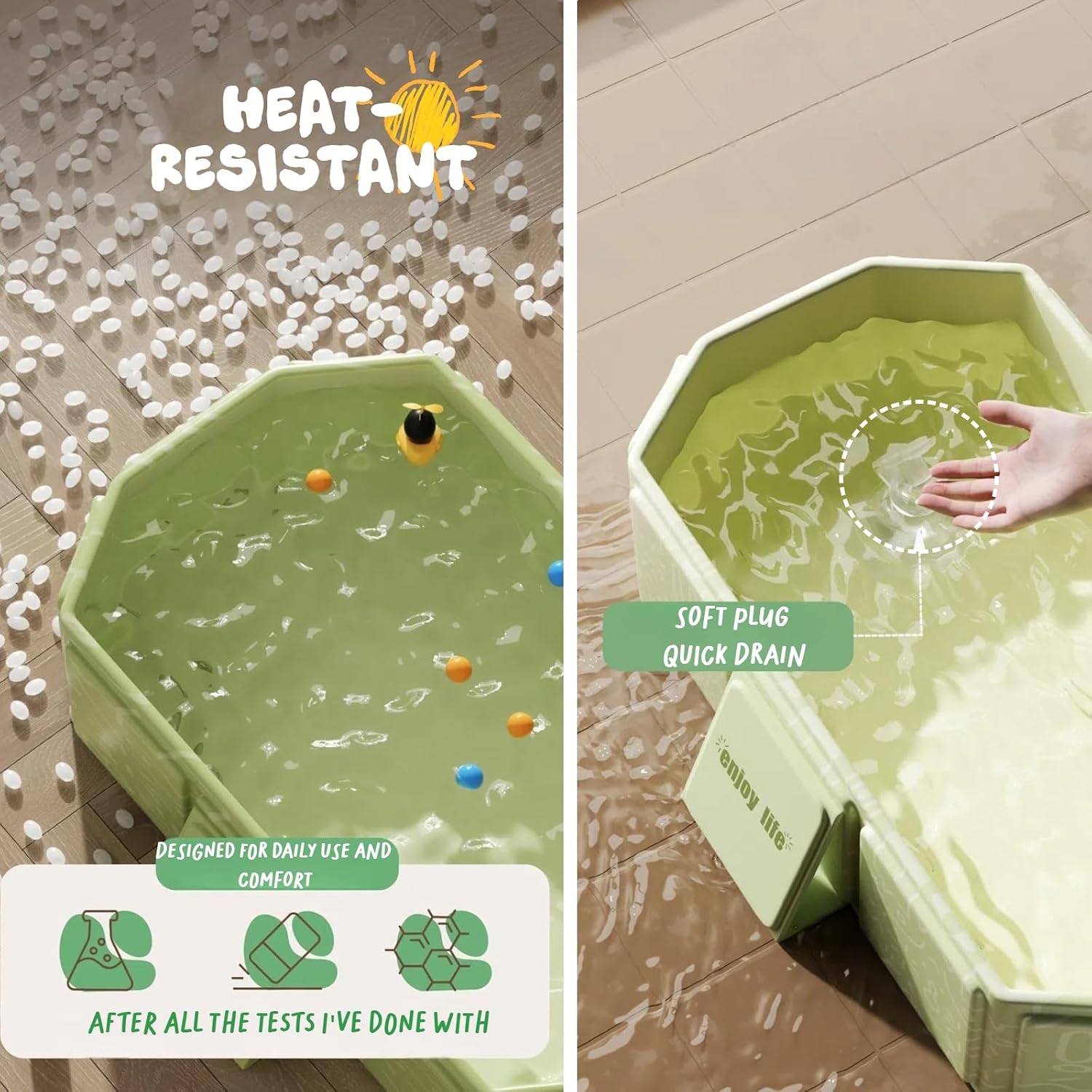 Collapsible Bathing Basin 29.5×17.7×9.8 in, Foldable Portable Tub with Drain Plug, Compact Storage Basin for Toddlers and Pets, Suitable for Outdoor, Travel or Balcony Use