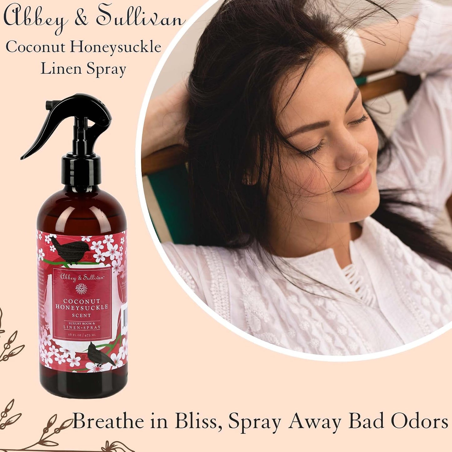 Abbey & Sullivan Linen Spray, Coconut Honeysuckle, 16 oz