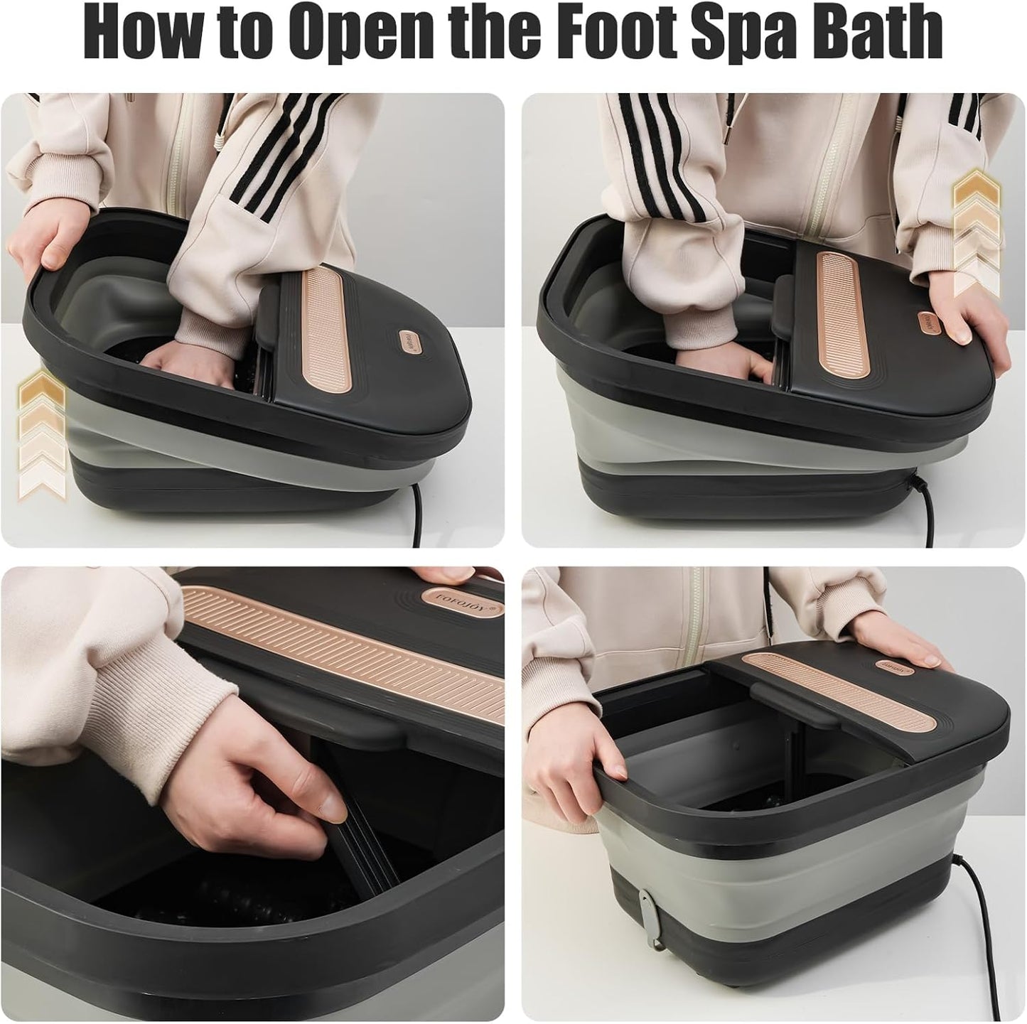 Collapsible Foot Spa Bath with Massager and Heat and Bubble Jets, Temperature Control, Remote Control, Pumice Stone, Pedicure Foot Spa for Relaxation Gift for Women Man
