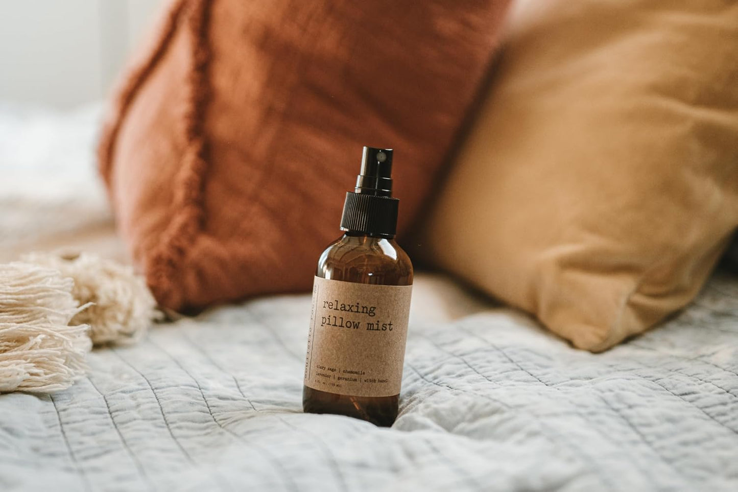 Soulistic Root Relaxing Pillow Mist | Lavender Chamomile Linen Room Spray for Pillows, Bedding and Linens, Botanical Home Fragrance in Glass Bottle (4 oz)