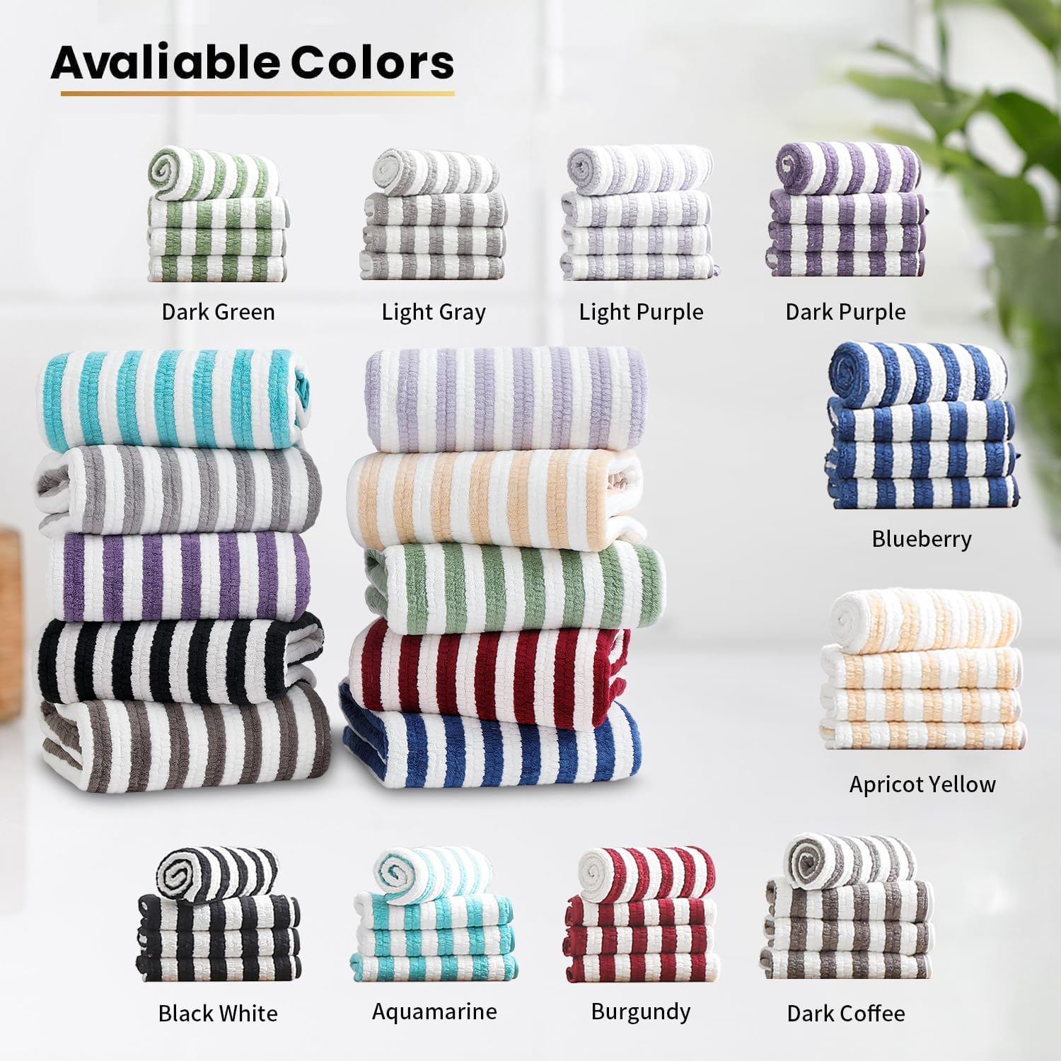 18-Piece Microfiber Bath Towels Set - 6 Bath Sheet, 6 Hand Towels, 6 Washcloths, Soft, Highly Absorbent Bathroom Towel, Quick Dry & Less Lint Shower towel for Bathroom, Hotel, Spa, Dorm-Light Grey