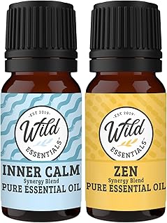 Wild Essentials Inner Calm and Zen 100% Pure Essential Oil Blend Combo Pack, Two 10 ml Bottles, Therapeutic Grade All Natural Aromatherapy, Great for Relaxation, Meditation and Stress, Made in the USA