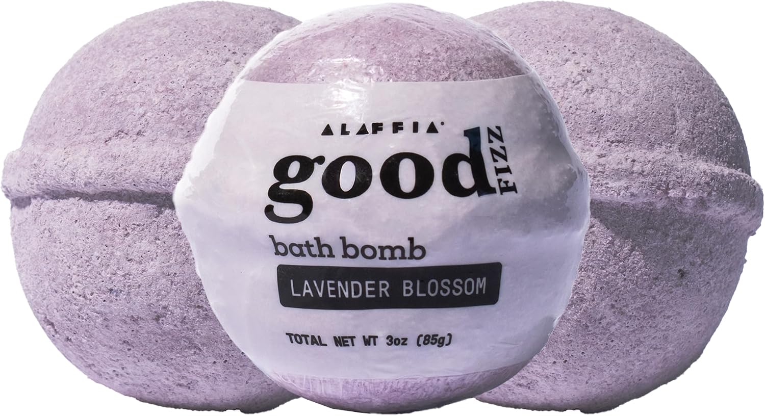 Alaffia Good Fizz Bath Bomb, Lavender Blossom 3-Pack – Long-Lasting 4-Minute Fizz, Feel-Good Formula, Self-Care Gifts for Women, 3 Oz Ea