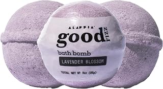 Alaffia Good Fizz Bath Bomb, Lavender Blossom 3-Pack – Long-Lasting 4-Minute Fizz, Feel-Good Formula, Self-Care Gifts for Women, 3 Oz Ea