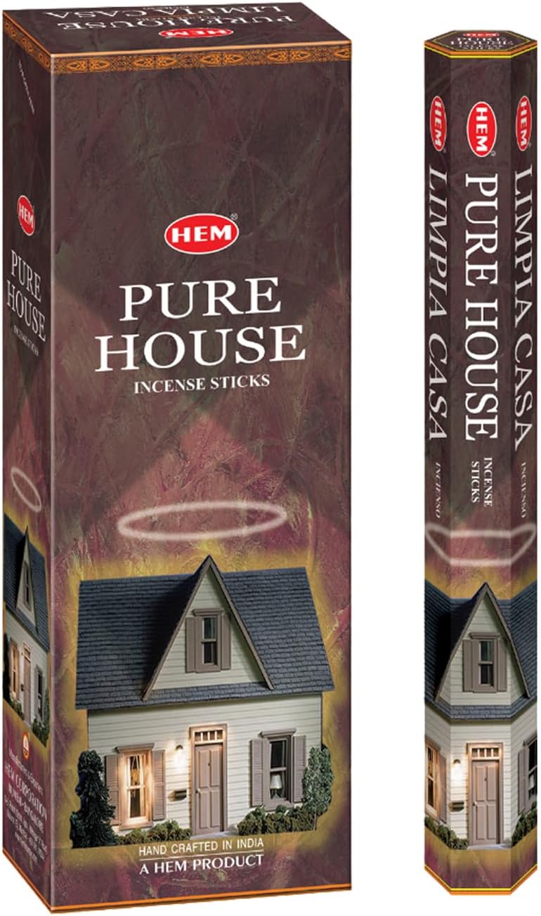 Hem Pure House Hexa Incense Sticks – Pack of 6 Boxes (120 Sticks Total) | Natural Hand-Rolled Incense from India | Cleansing & Purifying Aroma for Home, Positivity & Fresh Ambience.