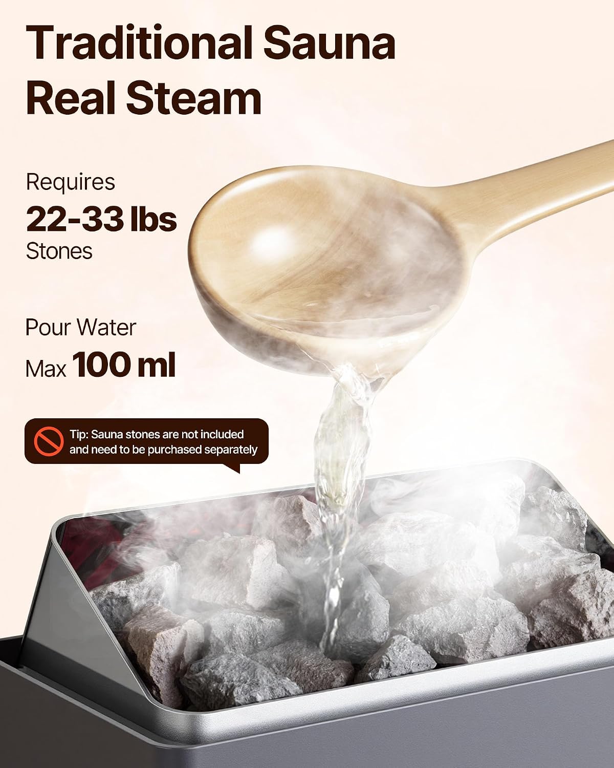 VEVOR 9KW Sauna Heater, Steam Bath Sauna Heater with Built-in Controls, Electric Sauna Stove, 3h Timer and Adjustable Temp for Max. 317-459 Cubic Feet, Home Hotel Spa Shower Use 220V FCC Certification