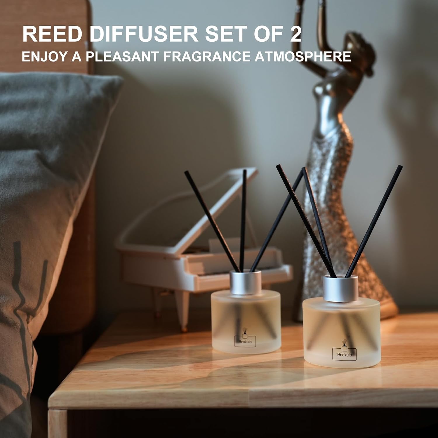Brakula Reed Diffuser Set- Eucalyptus & Mint Scented Home Fragrance, 3.4OZ(100ml) x 2, Essential Oil Diffuser for Living Room, Bathroom & Guest Rooms