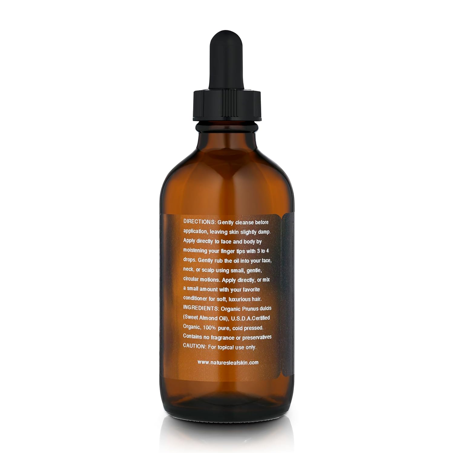 Sweet Almond Oil USDA Organic - 100% Pure Cold Pressed for Skin Hair Face - 4oz