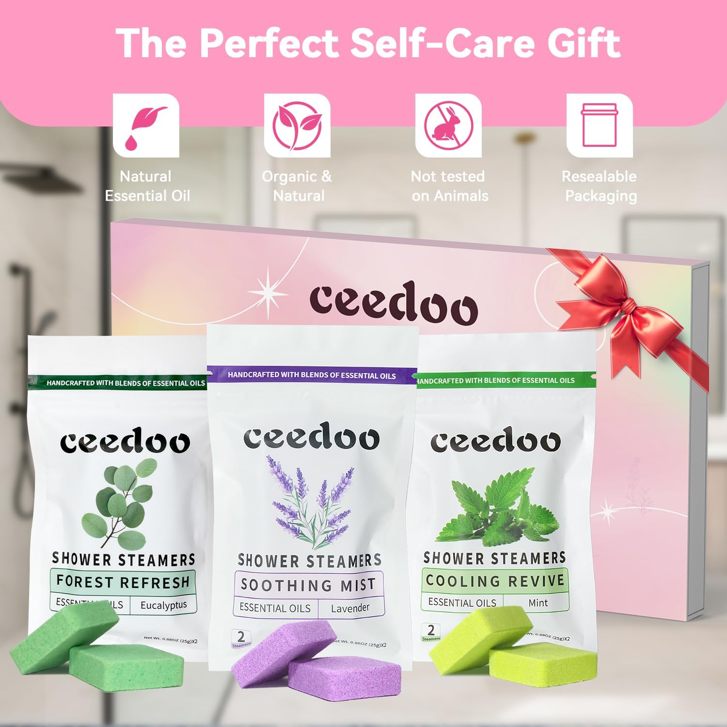 Shower Steamers Aromatherapy 6 Pack - Mother's Day for Teens & Adults, Birthday Gifts for Women - Natural Essential Oil Shower Bombs for Stress Relief & Relaxation, Home Spa Self-Care