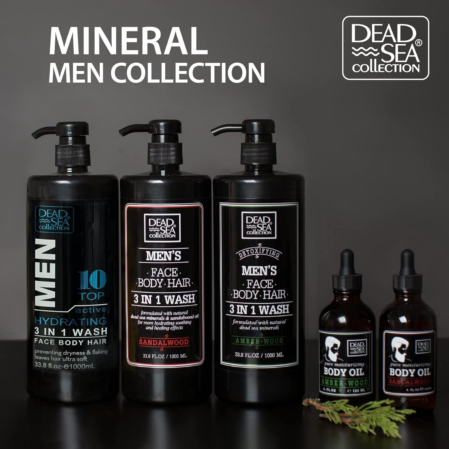 Dead Sea Collection Bath Salts for Men with Sandalwood Oil - Muscle Recovery Bath Soak – Mens Pure Dead Sea Salt for Soothing and Relaxing - 37 Oz