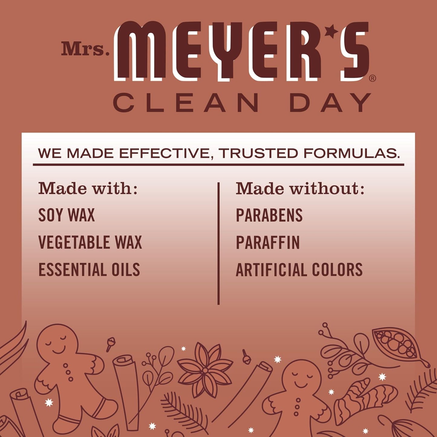 MRS. MEYER'S CLEAN DAY Scented Soy Candle, Tin Candle, Gingerbread Scent, 2.9 oz (Pack of 8)