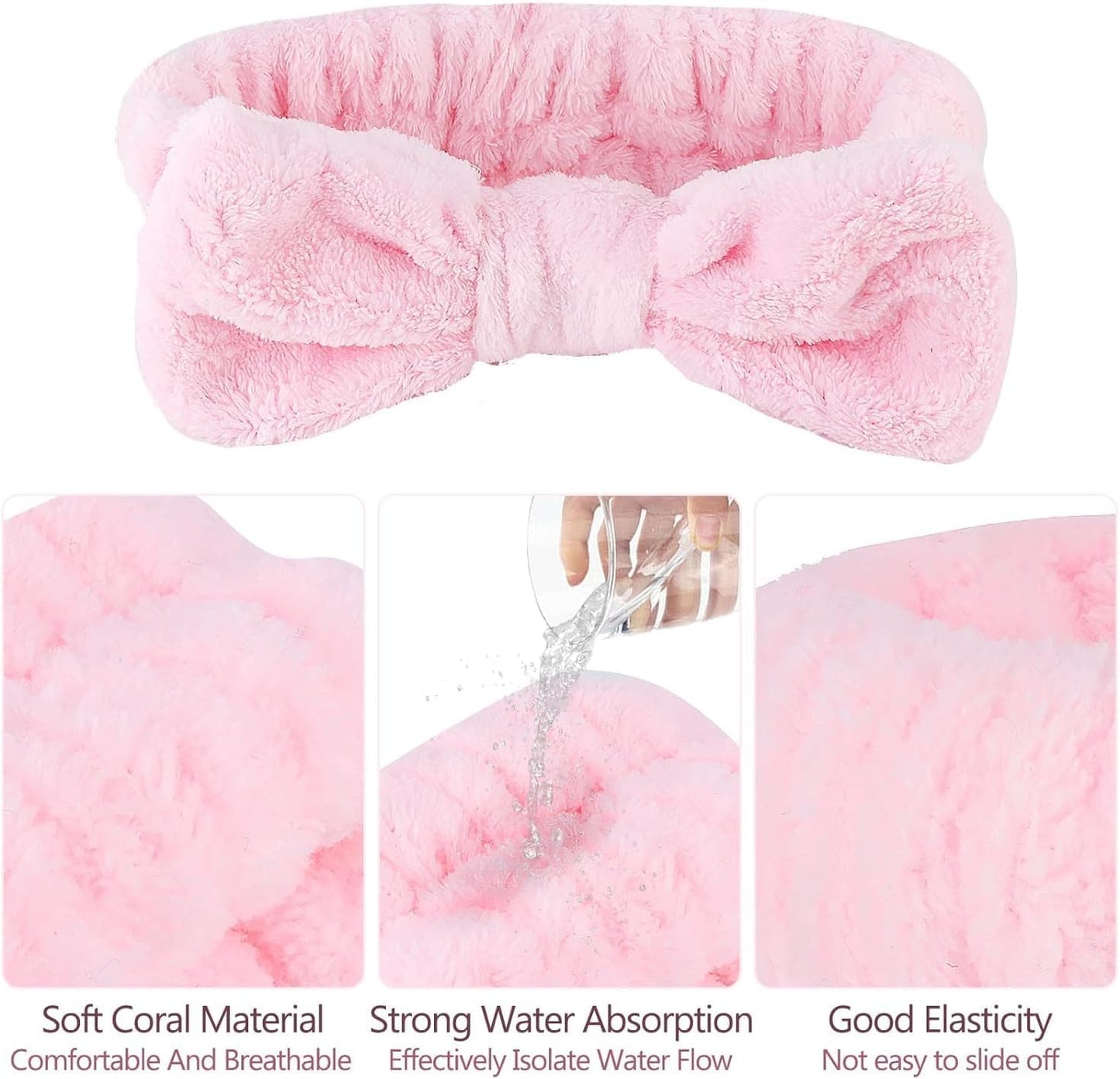 16pcs Skincare Headband Set, Headband Set for Face Washing Spa and Makeup, Including 1 Hairband, Wristband, 3 Hair Claw Clips and 10 Hair Ties, with Box, Gift for Women and Girls, Pink