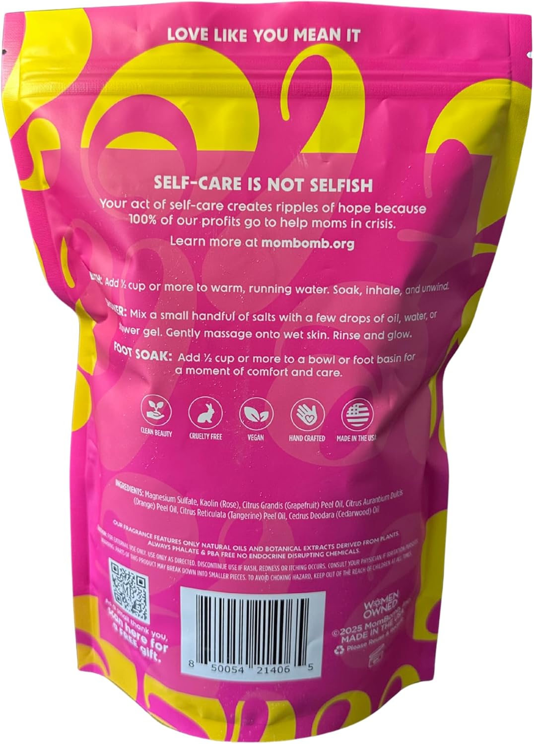 Mom Bomb Pink Himalayan Epsom Salt Bath Soak - Unscented – Natural Magnesium Salt with Essential Oils – Relaxing Aromatherapy for Stress Relief, Muscle & Foot Soak – Made in USA, 3 lbs
