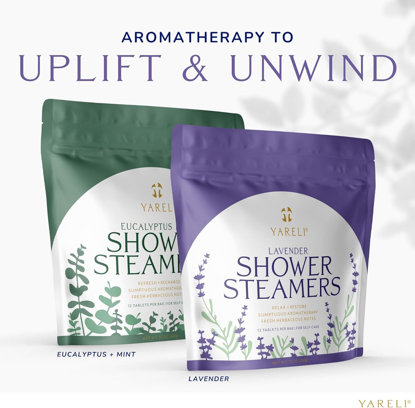 Yareli Lavender Shower Steamers Aromatherapy – Calming Essential Oils, Slow-Dissolve Tablets for Relaxing Shower Self-Care Routine – Dye-Free, Made in USA – 12 Pack