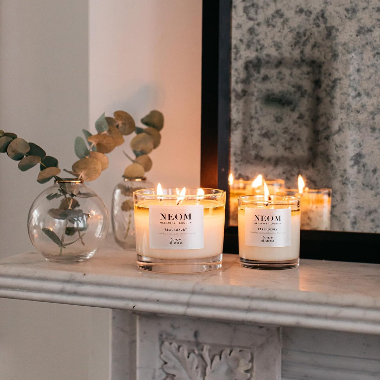 NEOM - Candle, 3 Wick | Lavender, Jasmine & Sandalwood | Scented Candles for Home | Luxury Aromatherapy Candles | Essential Oil Candles | Tranquil & Relax | Signature De-Stress Scent