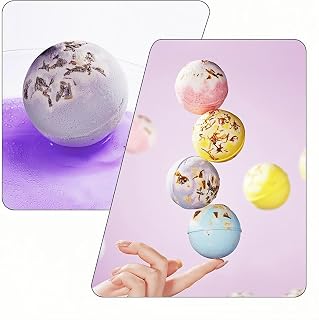 Handmade Bath Bombs Gift Set 4-Pack Handmade Spa Fizzies with Dried Flowers, Shea Butter & Essential Oils for Women, Relaxing & Moisturizing Self Care Kit.