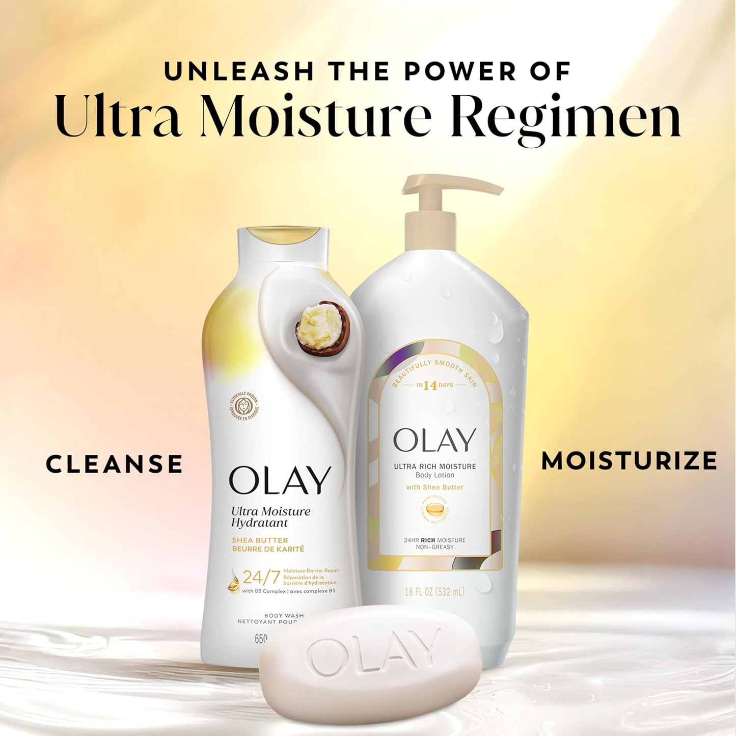 Olay Body Wash for Women, Ultra Moisture, 24hr Moisturizing, Hydrating & Refreshing, B3 Vitamin Complex, Free of Parabens & Phthalates, For All Skin Types, Shea Butter Scent, 22 fl oz