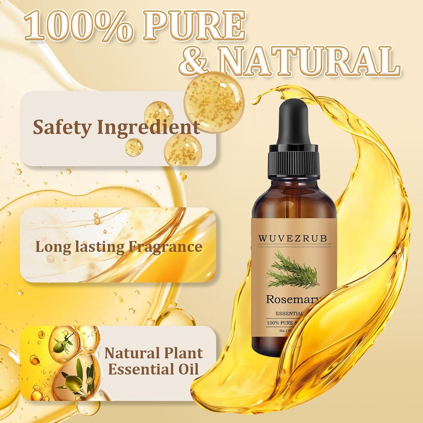 Rosemary Essential Oil 30ML - 100% Pure and Natural Oils for Aromatherapy Diffuser - 1 Fl Oz/Rosemary