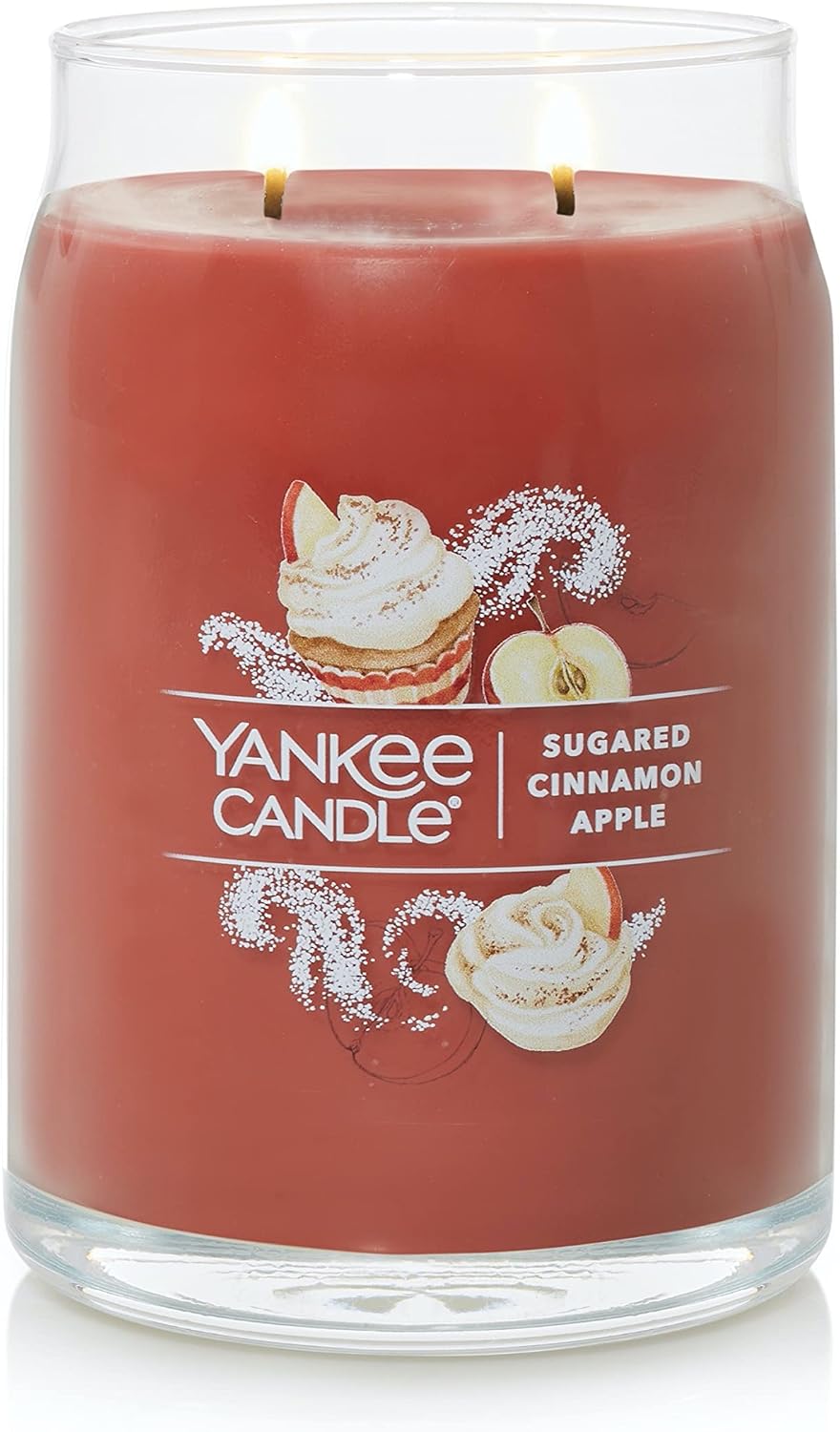 Yankee Candle Sugared Cinnamon Apple Scented, Signature 20oz Large Jar 2-Wick Candle, Over 60 Hours of Burn Time
