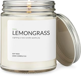 1OAK Lemongrass Candle - Soy Candles for Home Scented - Long Burning Premium - Hand-Poured (7oz.)