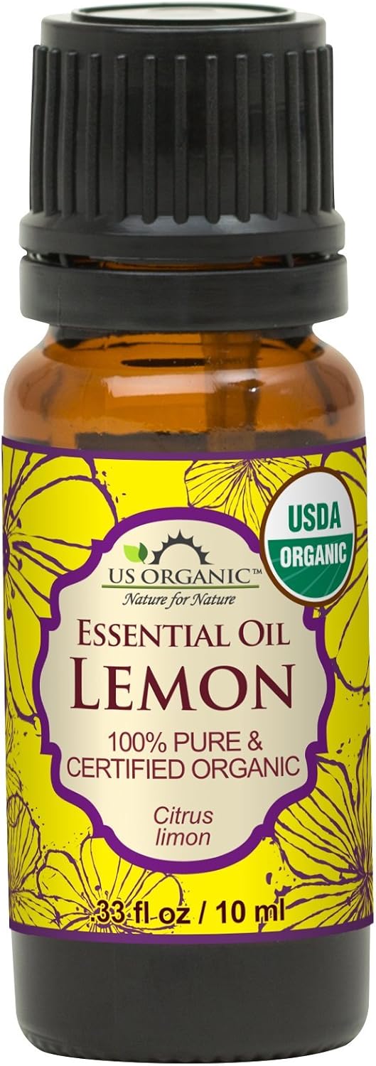 US Organic 100% Pure Lemon Essential Oil - USDA Certified Organic, Cold Pressed - W/Euro droppers (More Size Variations Available) (10 ml)