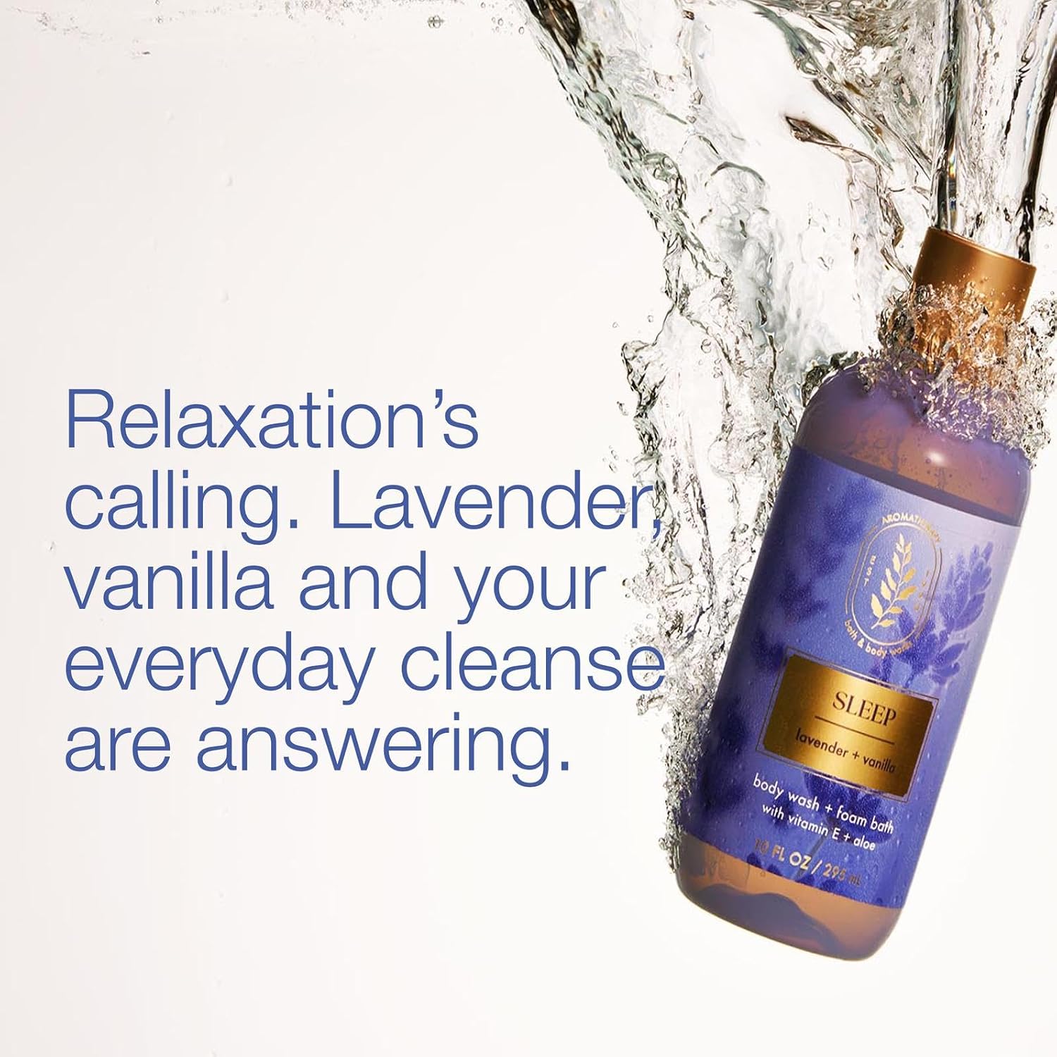 Bath & Body Works Lavender Vanilla Body Wash & Foam Bath, Aromatherapy Cleanser with Vitamin E & Aloe, Non-Drying & Gentle for Daily Use, 10 fl oz - 1 Pack