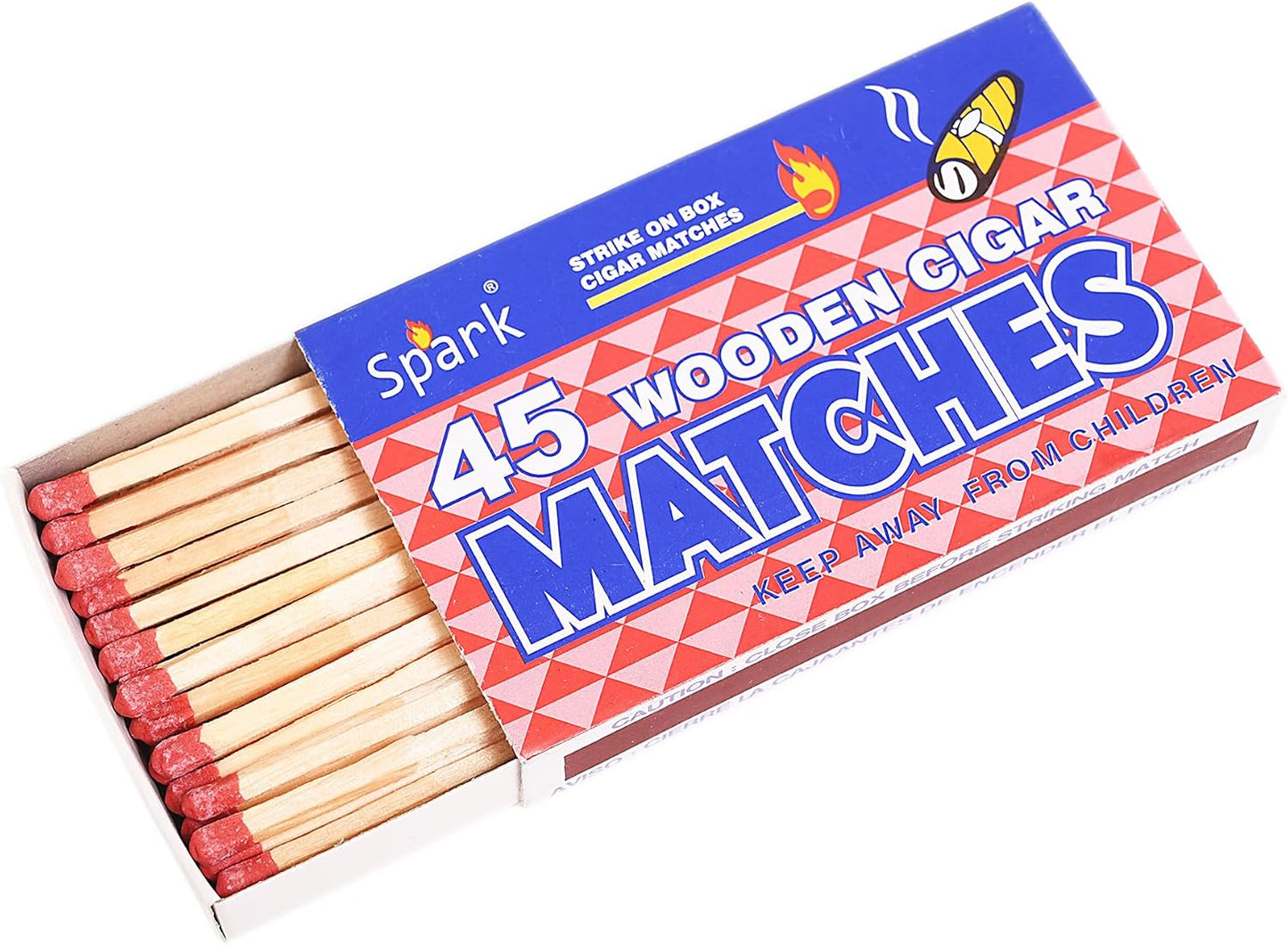 Spark 2-Pack Cigar Matches – 90 Wooden Sticks (45 per Box) – 98mm Long Safety Matchsticks for Cigars, BBQ & Home Use