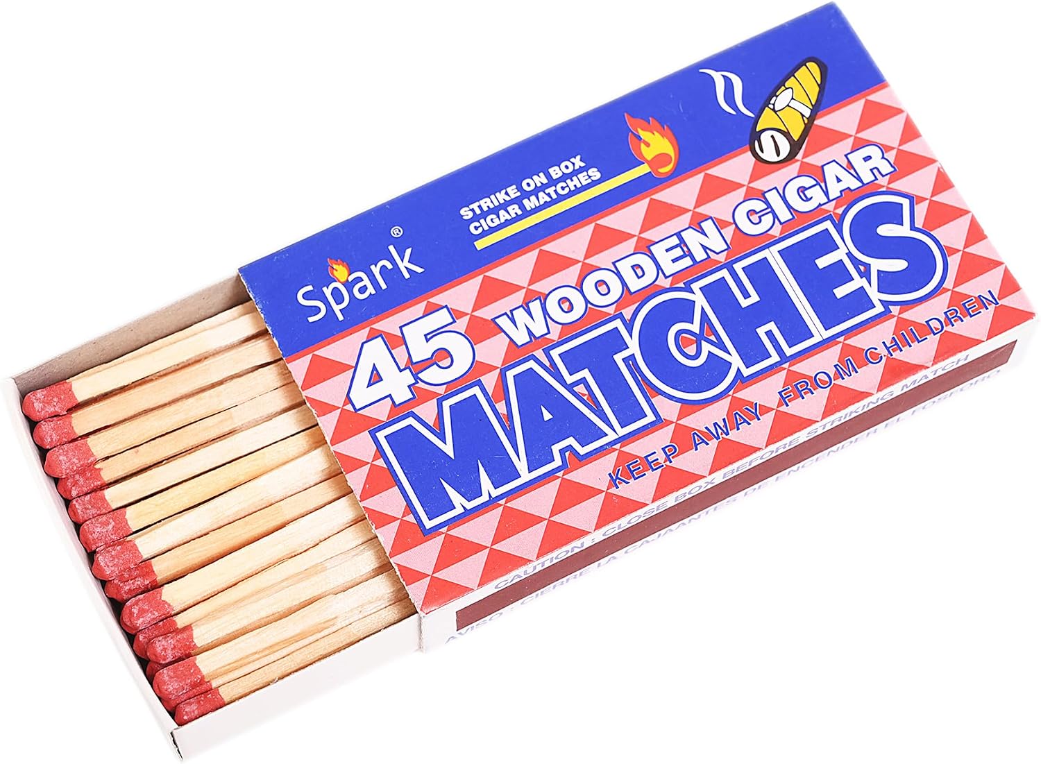 Spark 2-Pack Cigar Matches – 90 Wooden Sticks (45 per Box) – 98mm Long Safety Matchsticks for Cigars, BBQ & Home Use