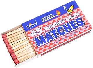 Spark 2-Pack Cigar Matches – 90 Wooden Sticks (45 per Box) – 98mm Long Safety Matchsticks for Cigars, BBQ & Home Use