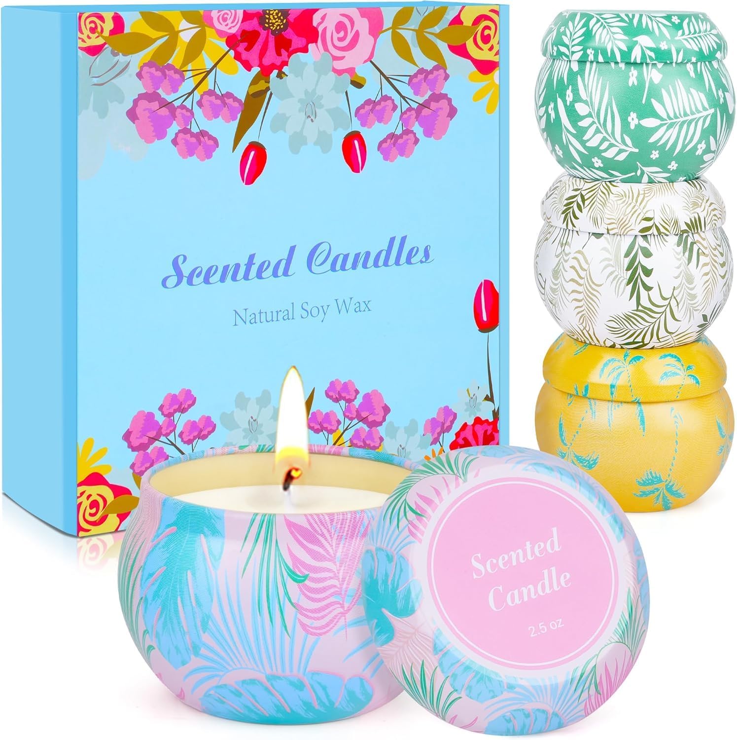 Scented Candles Bulk Gifts for Women, Aromatherapy Candle for Home Scented,Natural Soy Candle, Small Candles for 180 Hours Burning Time, Candle Set for Mother, Women, Friends and Coworkers