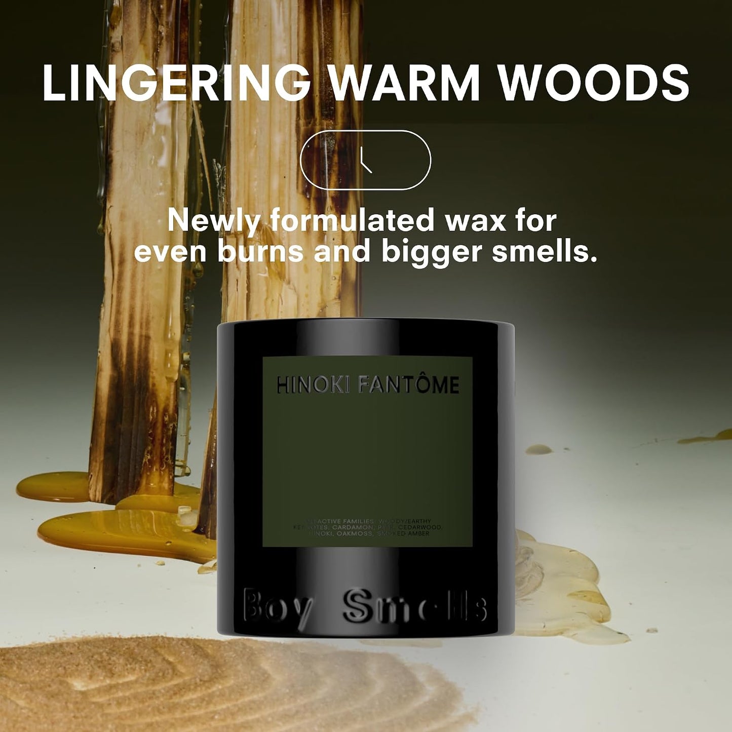 Boy Smells Hinoki Fantôme Scented Candles for Men and Women - Soy, Coconut Wax Candle Blend - Aromatic Candles for Home with Japanese Cypress, Jasmine and Smoked Amber