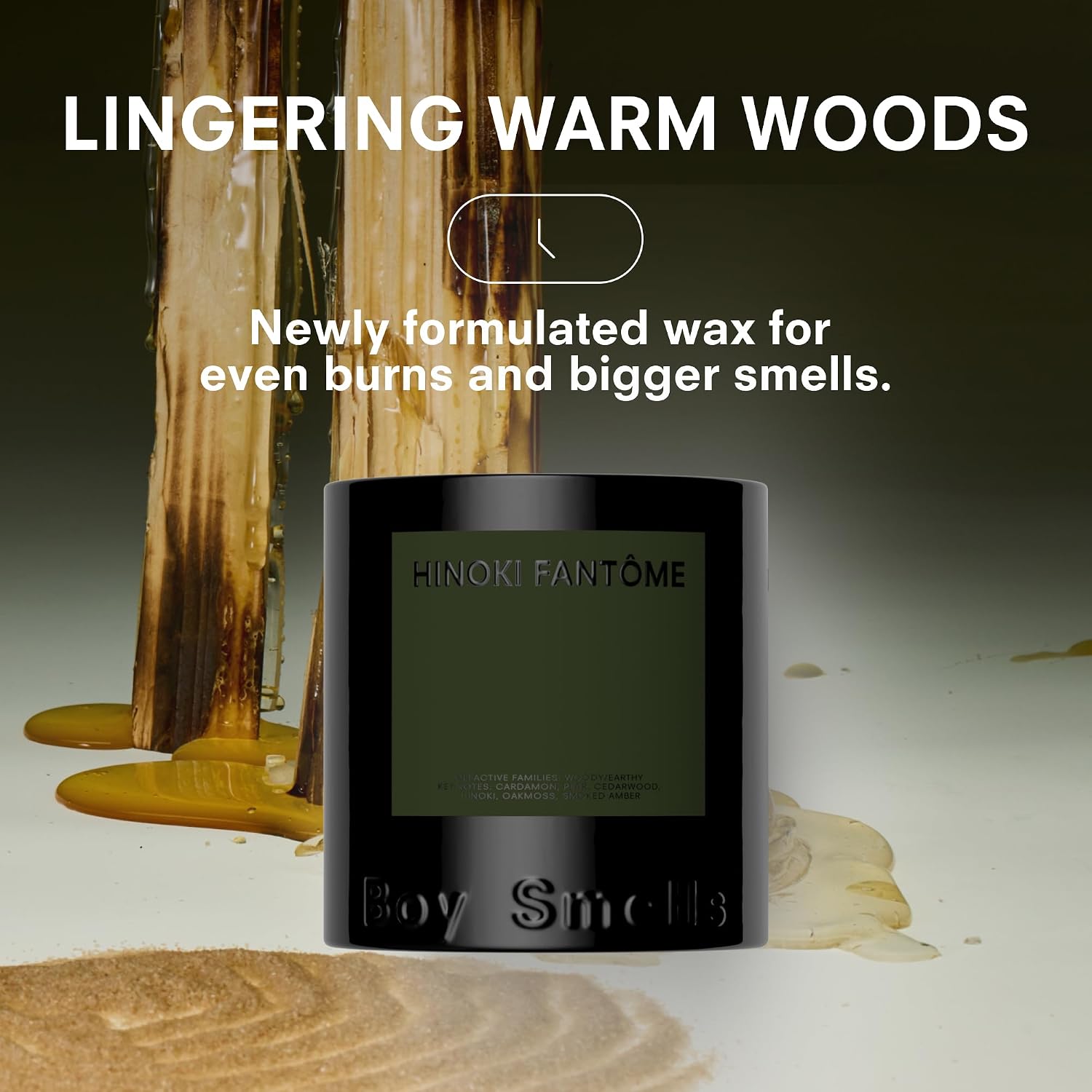 Boy Smells Hinoki Fantôme Scented Candles for Men and Women - Soy, Coconut Wax Candle Blend - Aromatic Candles for Home with Japanese Cypress, Jasmine and Smoked Amber