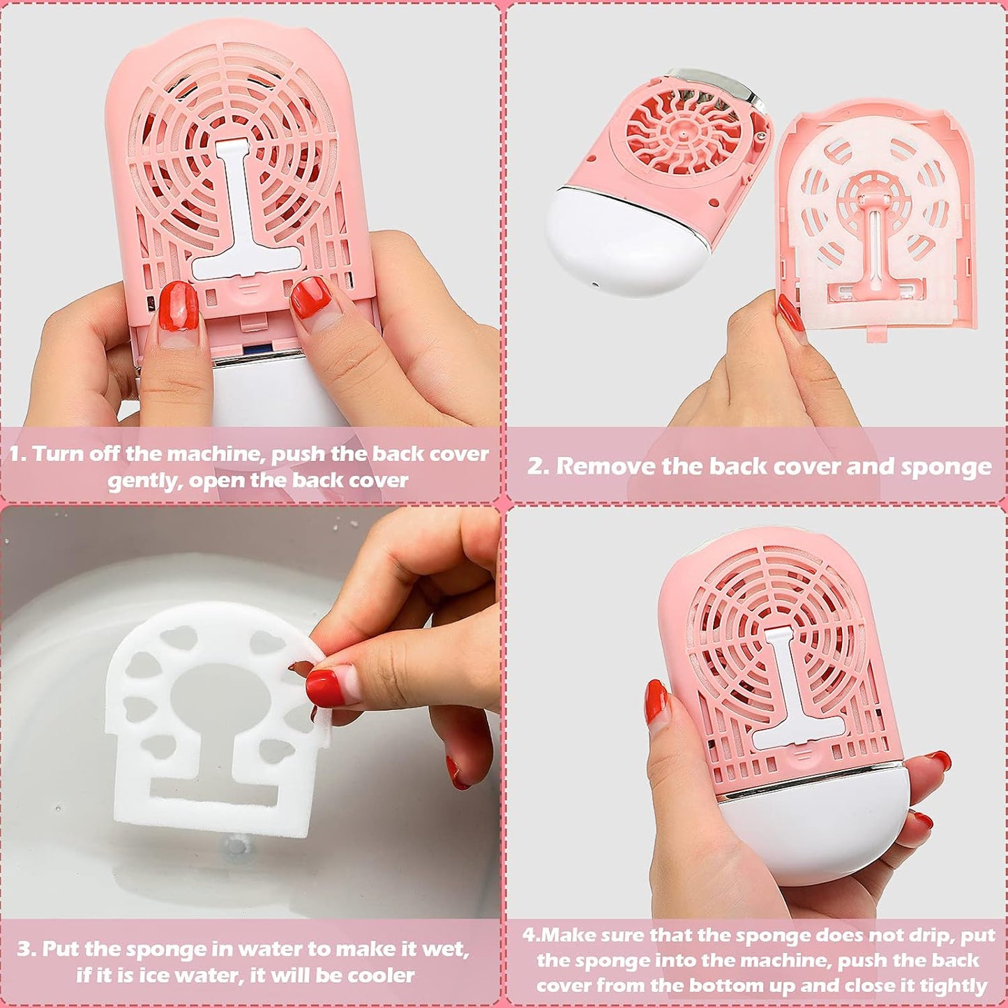 Honoson 3 Pcs Nano Mister for Lash Extensions Mini USB Lash Fan Dryer for Eyelash Extensions Handheld Eyelash Mirror Portable Facial Steamer 20 ml Water Tank(Heart Style,Pink)