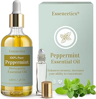 Peppermint Essential Oil 4 oz - 100% Natural- Infused with Olive & Sunflower Oils - Organic Peppermint Oil for Diffuser, Skin, Face & Hair Care