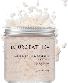 Naturopathica Sweet Birch and Magnesium Bath Flakes, Soothing Daily Bath Soak for Muscle Discomfort, Bathing Alternative to Epsom Salt, Relaxing Tension Relief Soak for Men and Women, 11 oz