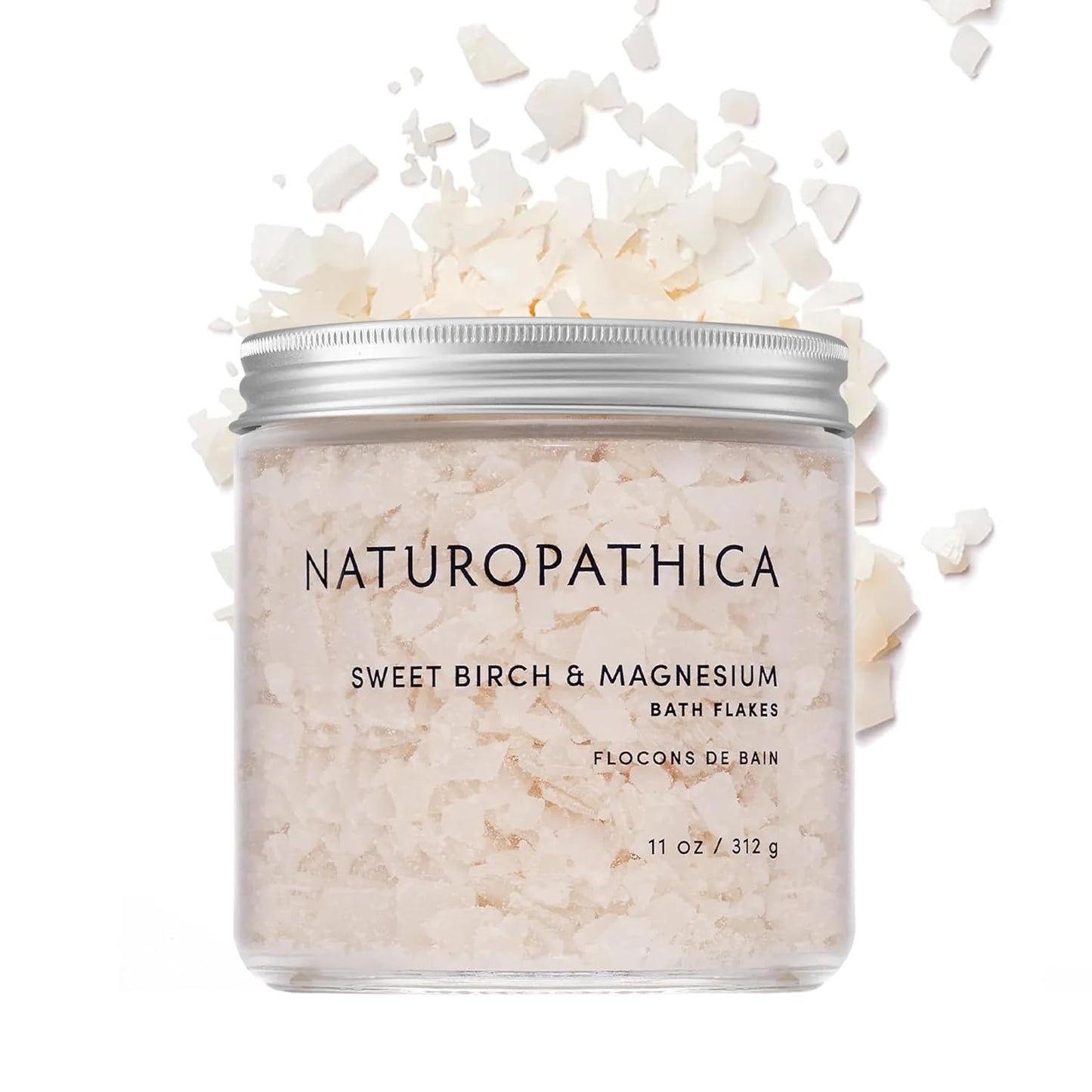 Naturopathica Sweet Birch and Magnesium Bath Flakes, Soothing Daily Bath Soak for Muscle Discomfort, Bathing Alternative to Epsom Salt, Relaxing Tension Relief Soak for Men and Women, 11 oz