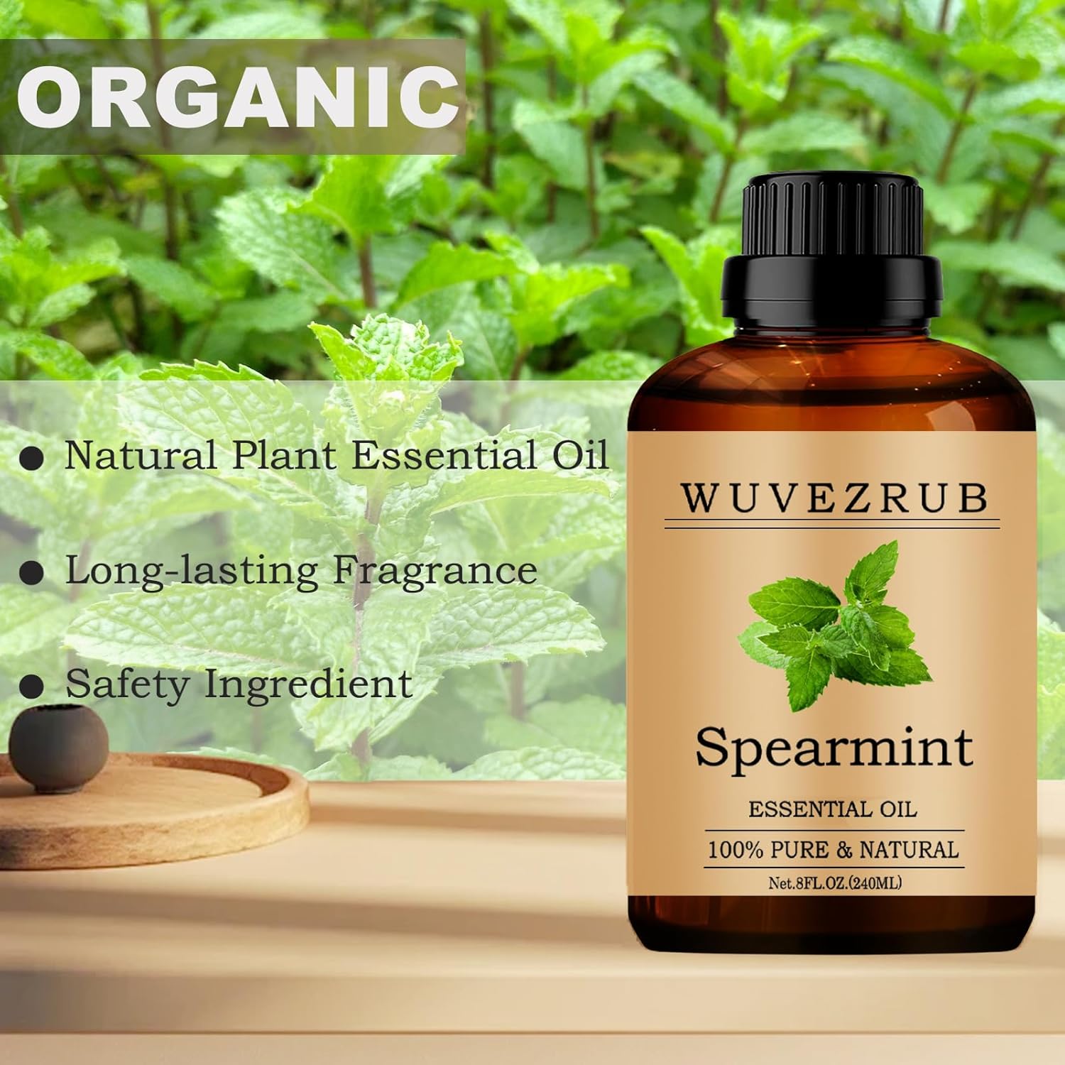 Spearmint Essential Oils, 240ML Pure and Natural Essential Oil for Aromatherapy Diffuser - Spearmint /8 Fl Oz