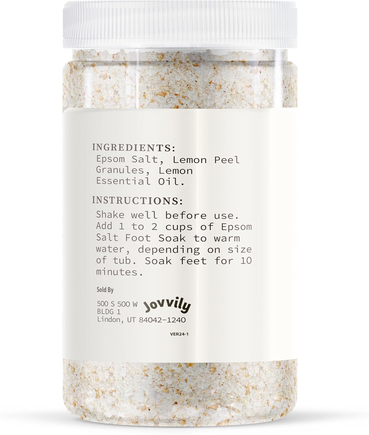 Jovvily Epsom Salt with Lemon Peel & Lemon Oil, Soaking Solution, Invigorating Scent (2 Pounds)
